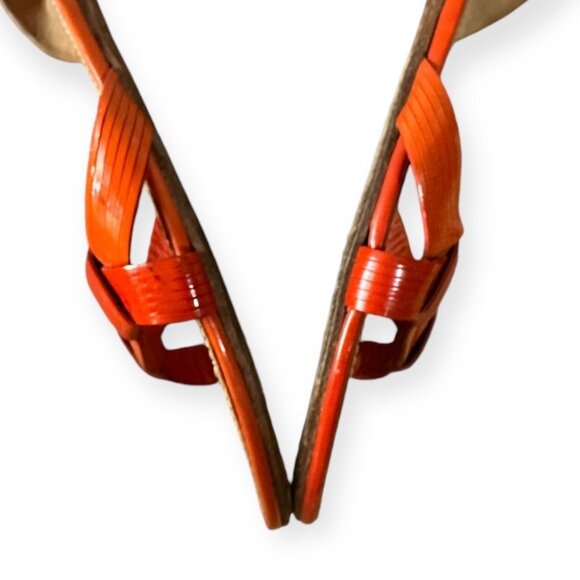 Prada Flat‎ Sling Back Sandal, Orange Patent,  Size 38.5 EU - Picture 12 of 14